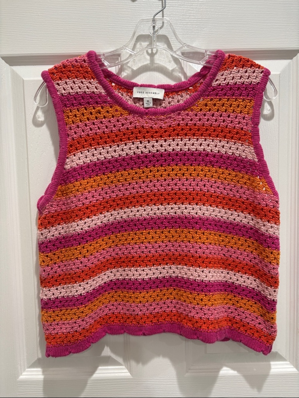 Free Assembly Open Knit Crochet Sweater Vest